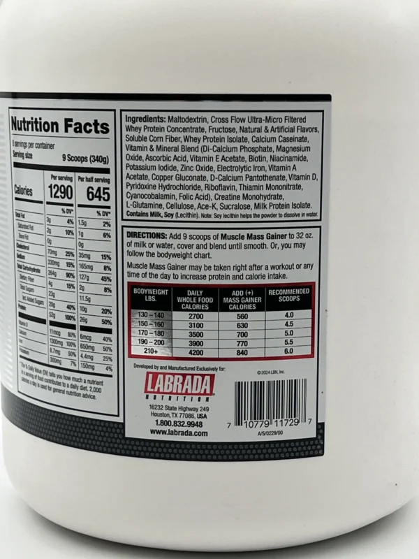گینر ماسل مس لابرادا|LABRADA MUSCLE MASS GAINER - تصویر 3